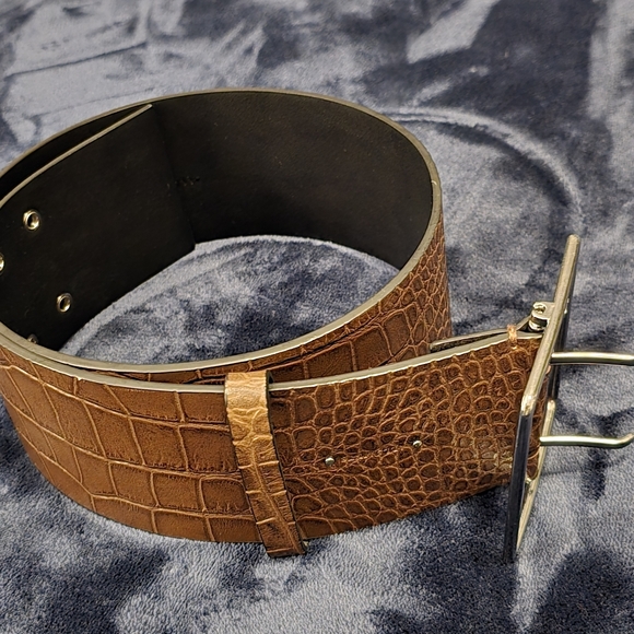 Allsaints Brown Crocodile Pattern Belt Size 6 - Picture 3 of 9